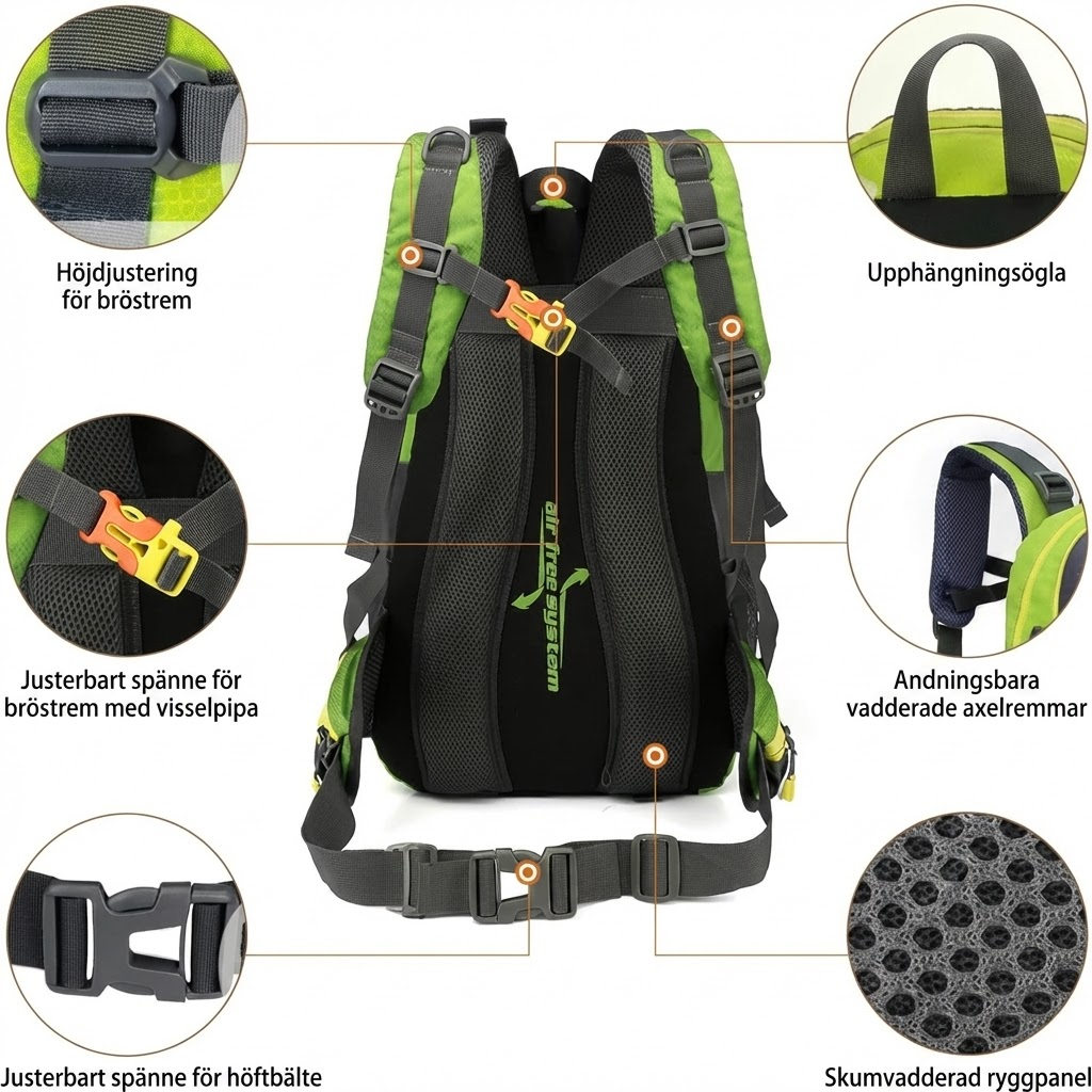 Allroundryggsäck 40L – Perfekt för vandring, jobb och resor