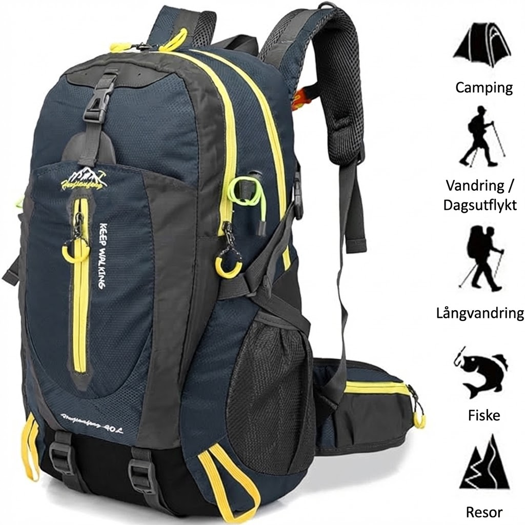 Allroundryggsäck 40L – Perfekt för vandring, jobb och resor