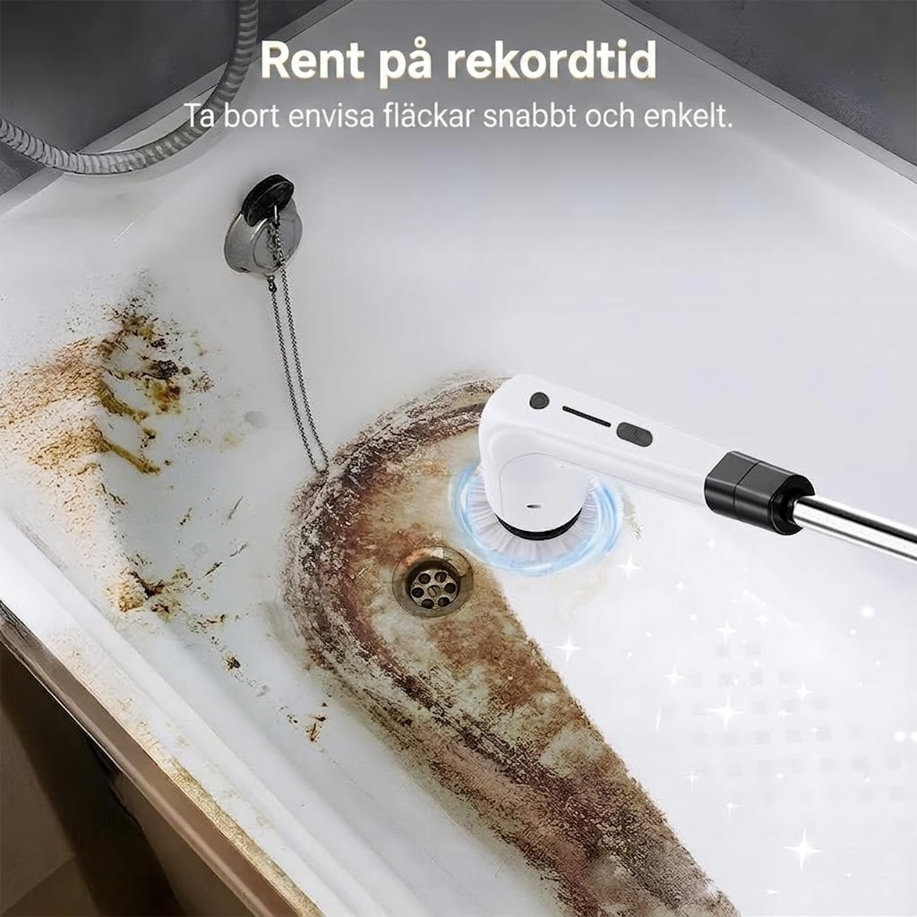 Ergonomisk Elektrisk Rengöringsborste med 8 Borsthuvuden – För hela hemmet