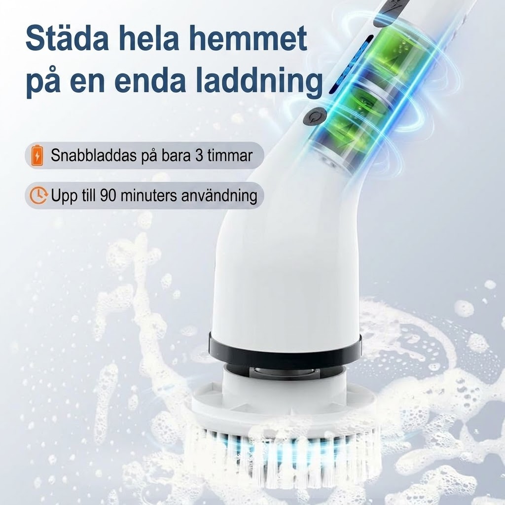 Ergonomisk Elektrisk Rengöringsborste med 8 Borsthuvuden – För hela hemmet