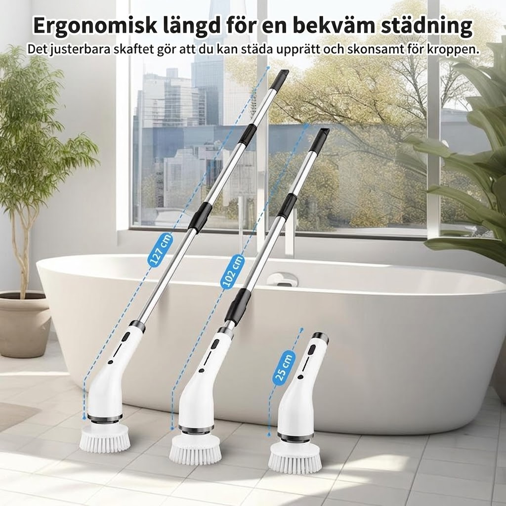 Ergonomisk Elektrisk Rengöringsborste med 8 Borsthuvuden – För hela hemmet