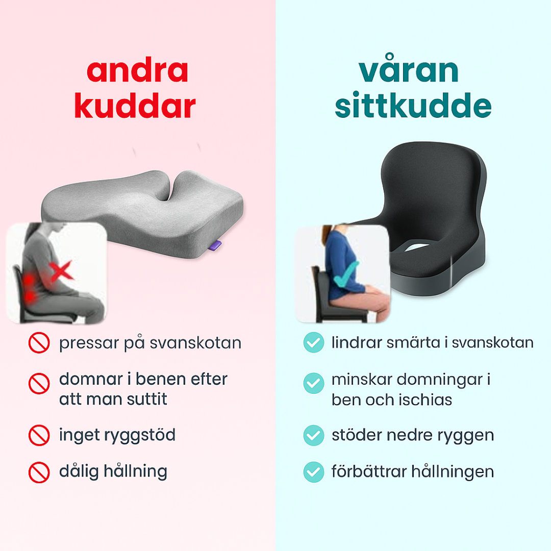 Avlastande™ Sittkudde – Lindrar smärta i ländrygg, höft & svanskota