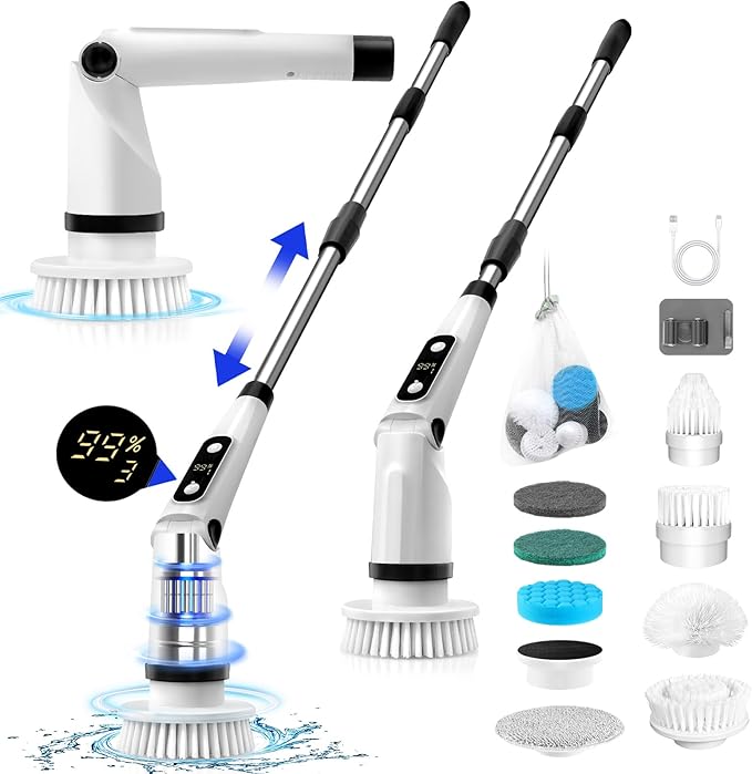 Ergonomisk Elektrisk Rengöringsborste med 8 Borsthuvuden – För hela hemmet