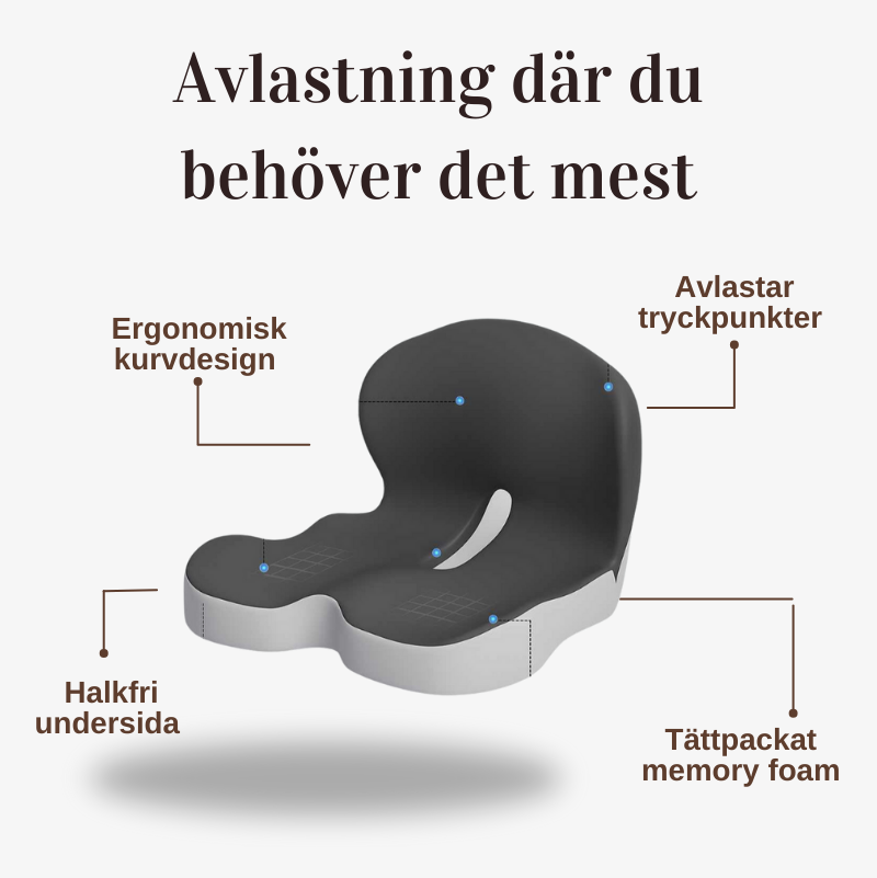 Avlastande™ Sittkudde – Lindrar smärta i ländrygg, höft & svanskota