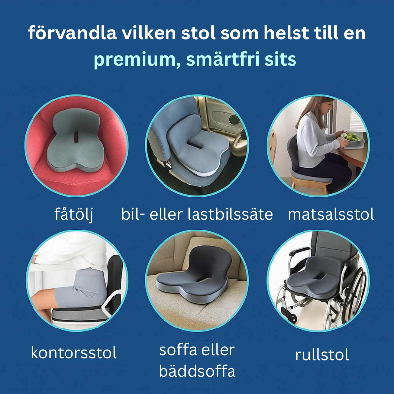 Avlastande™ Sittkudde – Lindrar smärta i ländrygg, höft & svanskota