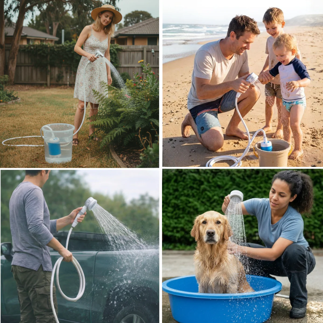 Mobilt Vattensystem: Kit med Slang & Munstycken för Trädgård, Dusch & Terrass