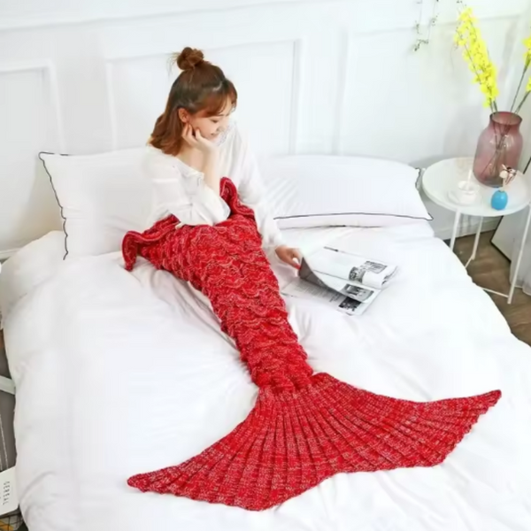 CozyMermaid Filt – Mjuk, Handstickad, Sjöjungfru Design