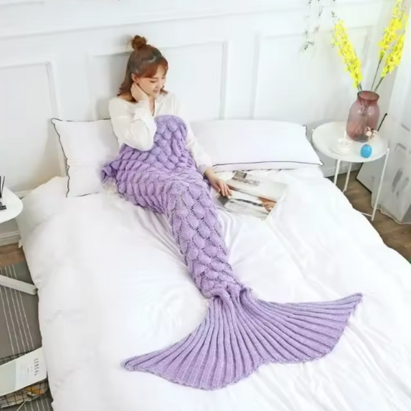 CozyMermaid Filt – Mjuk, Handstickad, Sjöjungfru Design