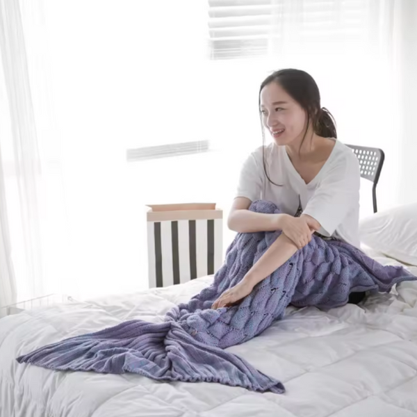CozyMermaid Filt – Mjuk, Handstickad, Sjöjungfru Design