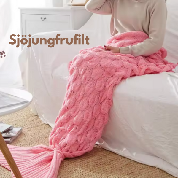 CozyMermaid Filt – Mjuk, Handstickad, Sjöjungfru Design