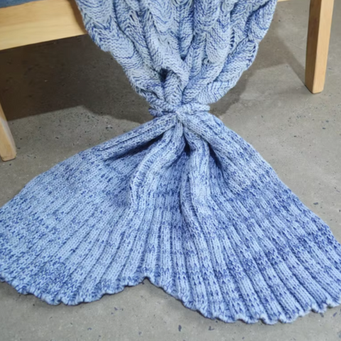 CozyMermaid Filt – Mjuk, Handstickad, Sjöjungfru Design