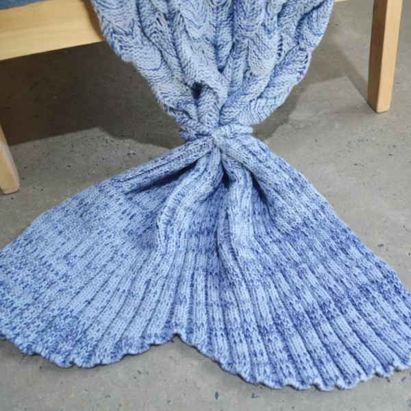 CozyMermaid Filt – Mjuk, Handstickad, Sjöjungfru Design