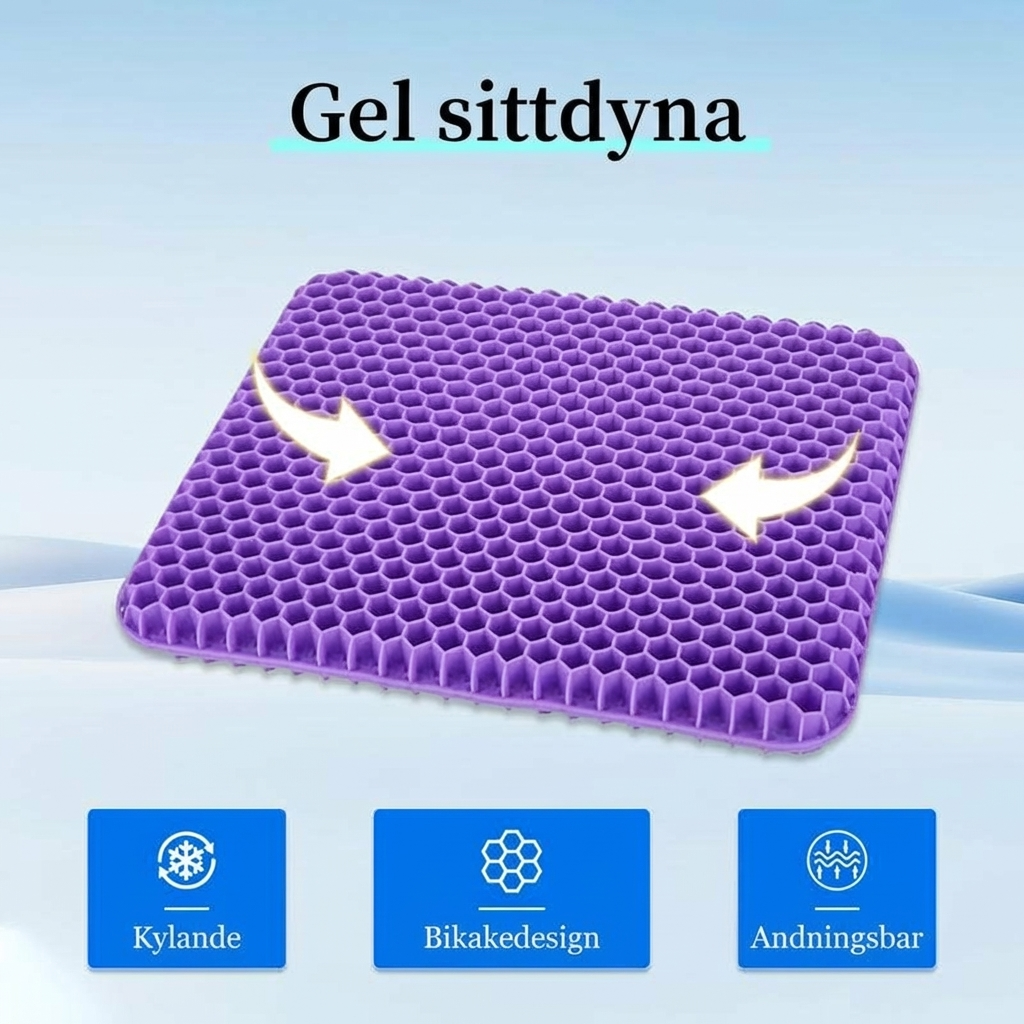 Smärtlindrande gelkudde för rygg, höfter & svanskota