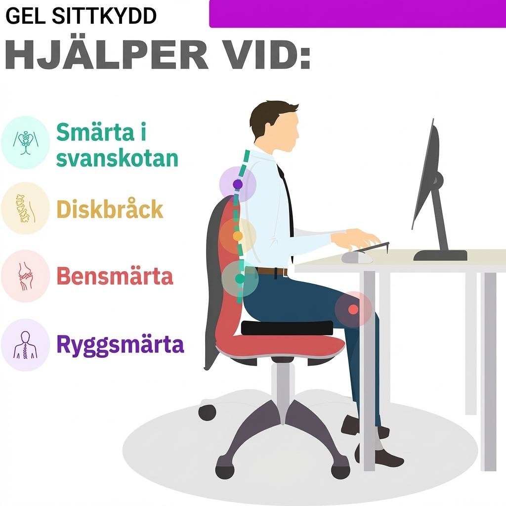 Smärtlindrande gelkudde för rygg, höfter & svanskota