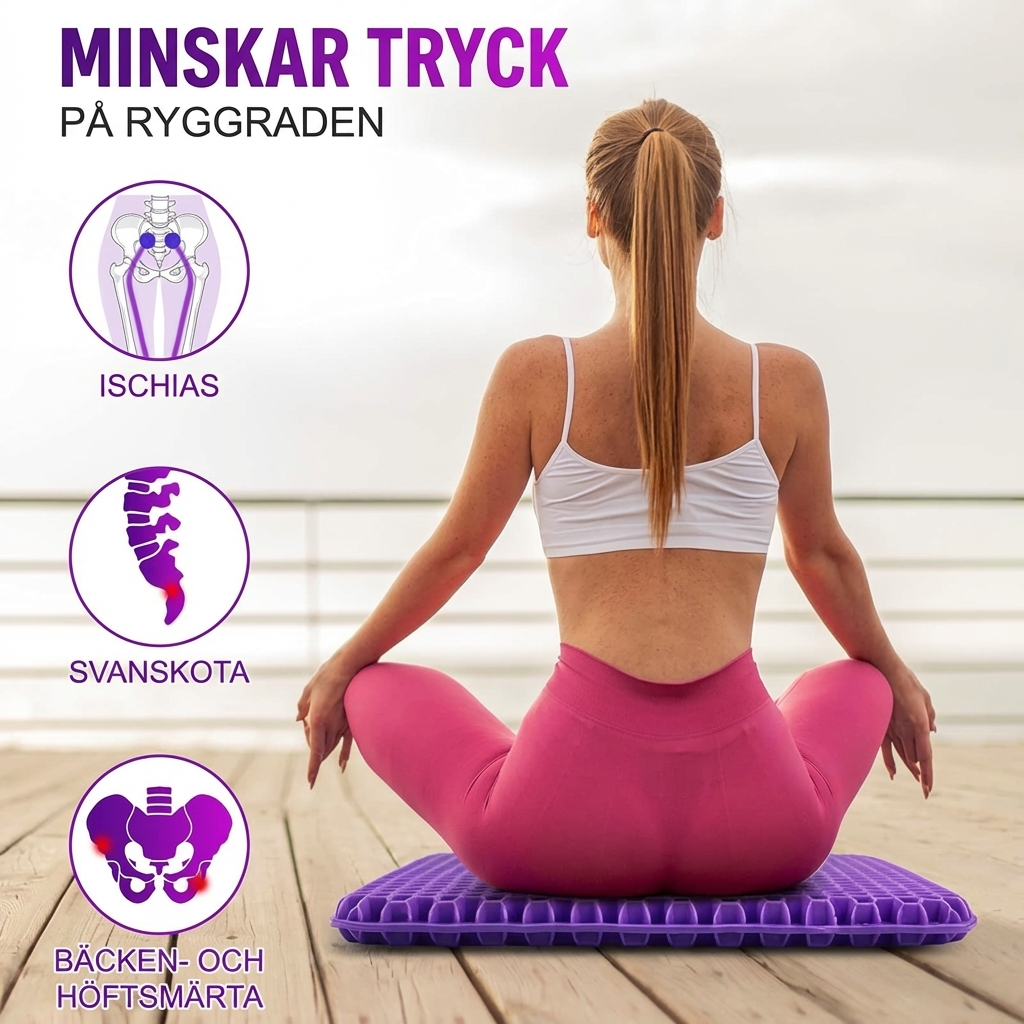 Smärtlindrande gelkudde för rygg, höfter & svanskota