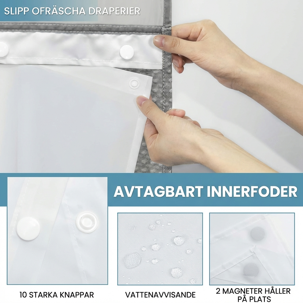 ScandiLife™ SmartDraperi – Avtagbart innerfoder