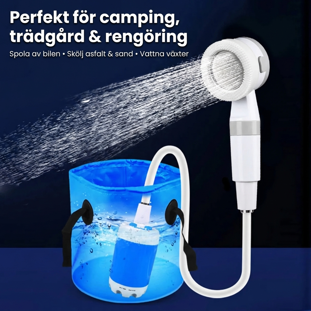 Mobilt Vattensystem: Kit med Slang & Munstycken för Trädgård, Dusch & Terrass