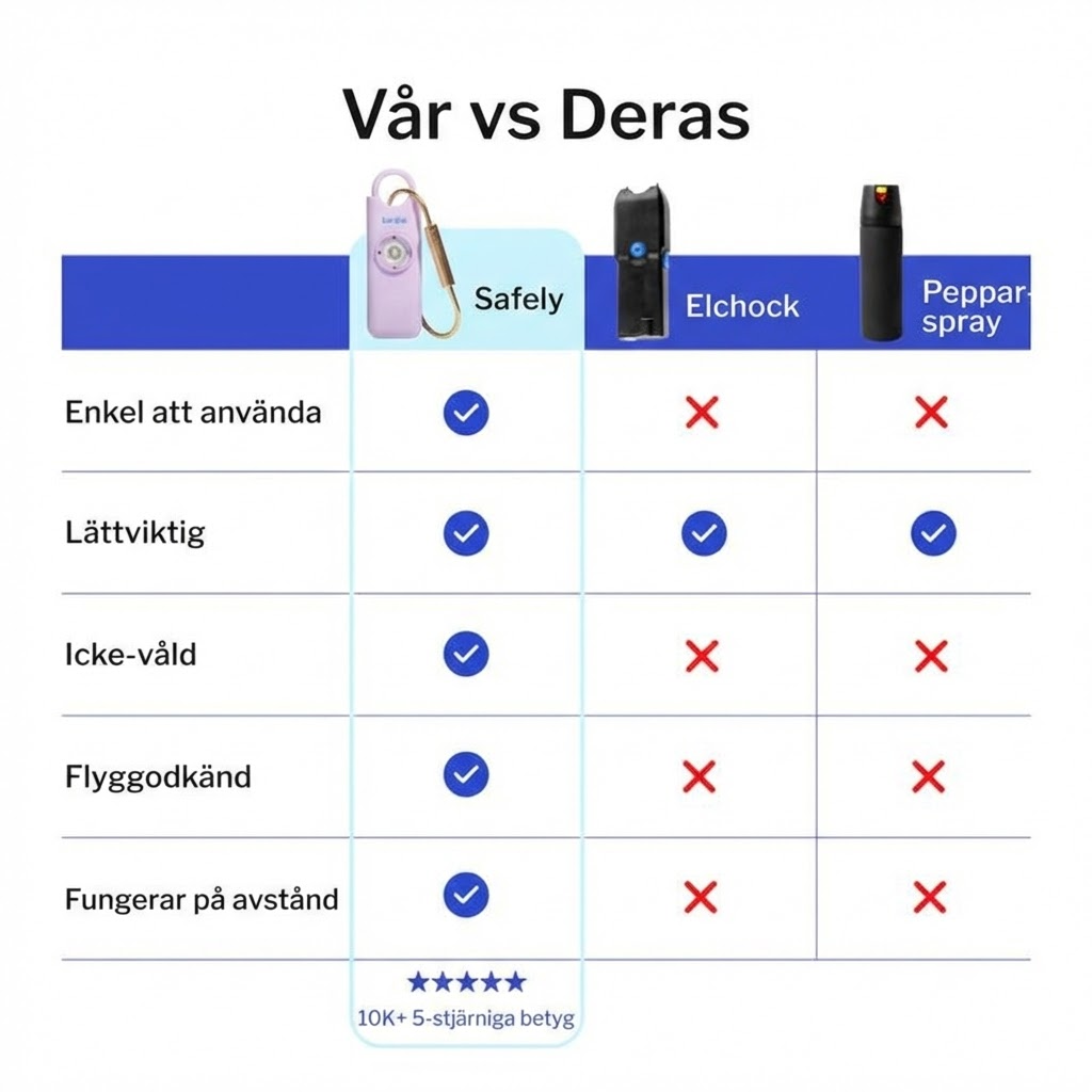 Safely Personlarm – Högt larm + blinkande stroboblixt