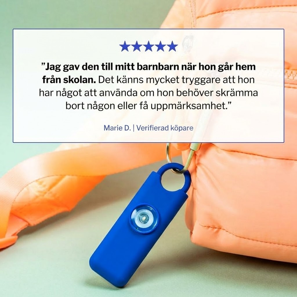 Safely Personlarm – Högt larm + blinkande stroboblixt