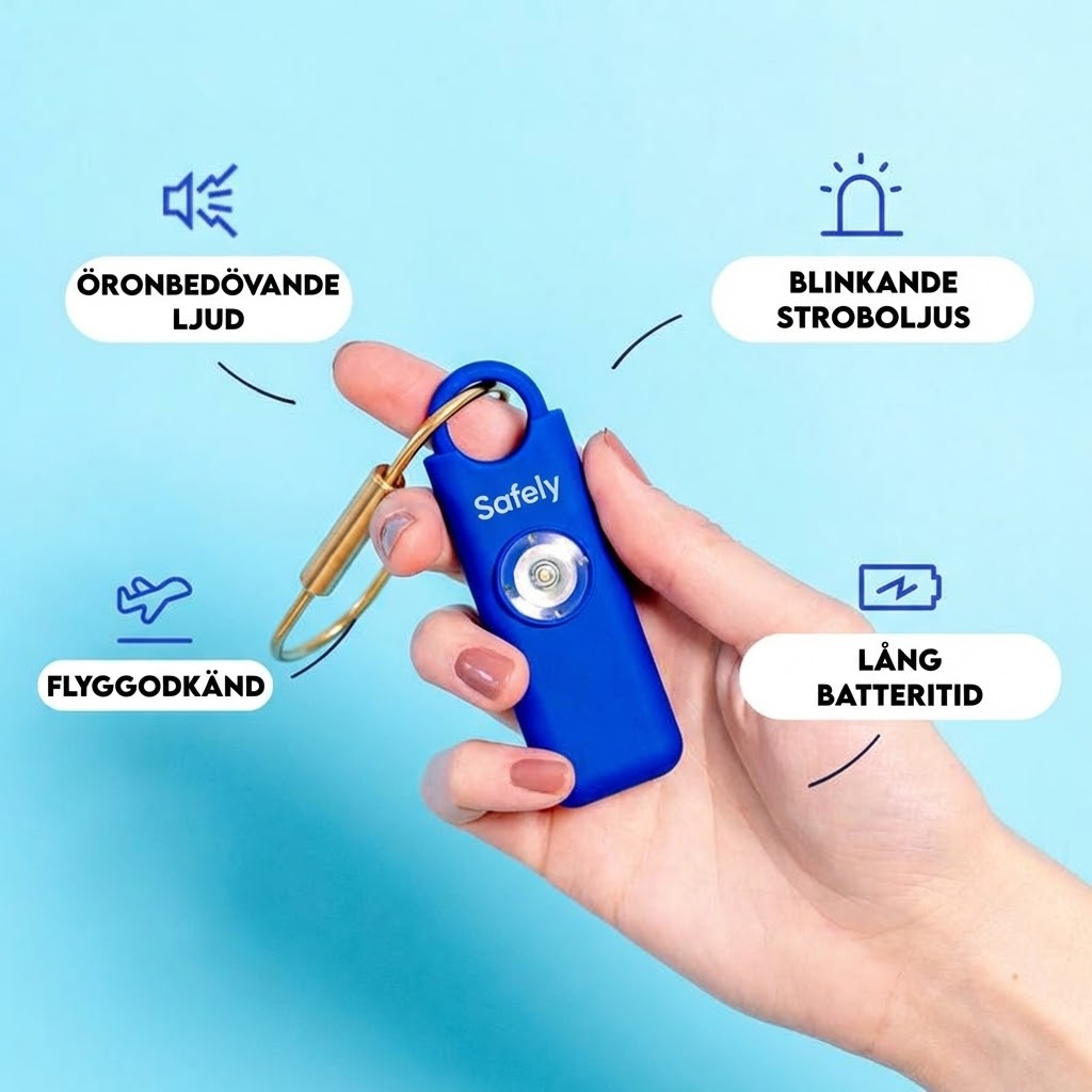 Safely Personlarm – Högt larm + blinkande stroboblixt